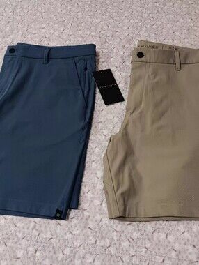 7 Diamonds Men's Flat Front Performance Shorts Bundle— NWT Navy & Khaki
